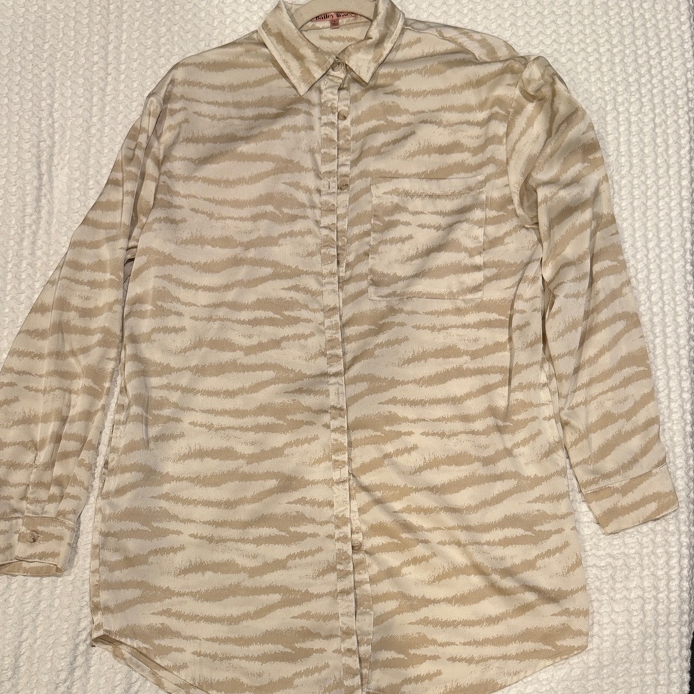 Blonde Zebra Satin Button Up Top